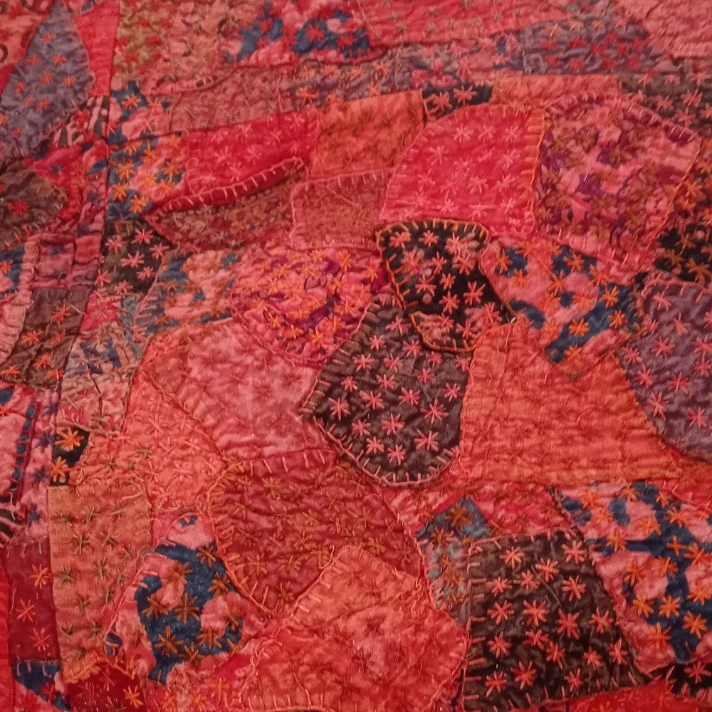 Unique Gorgeous King Size Vintage Patchwork Batik Bedspread from India